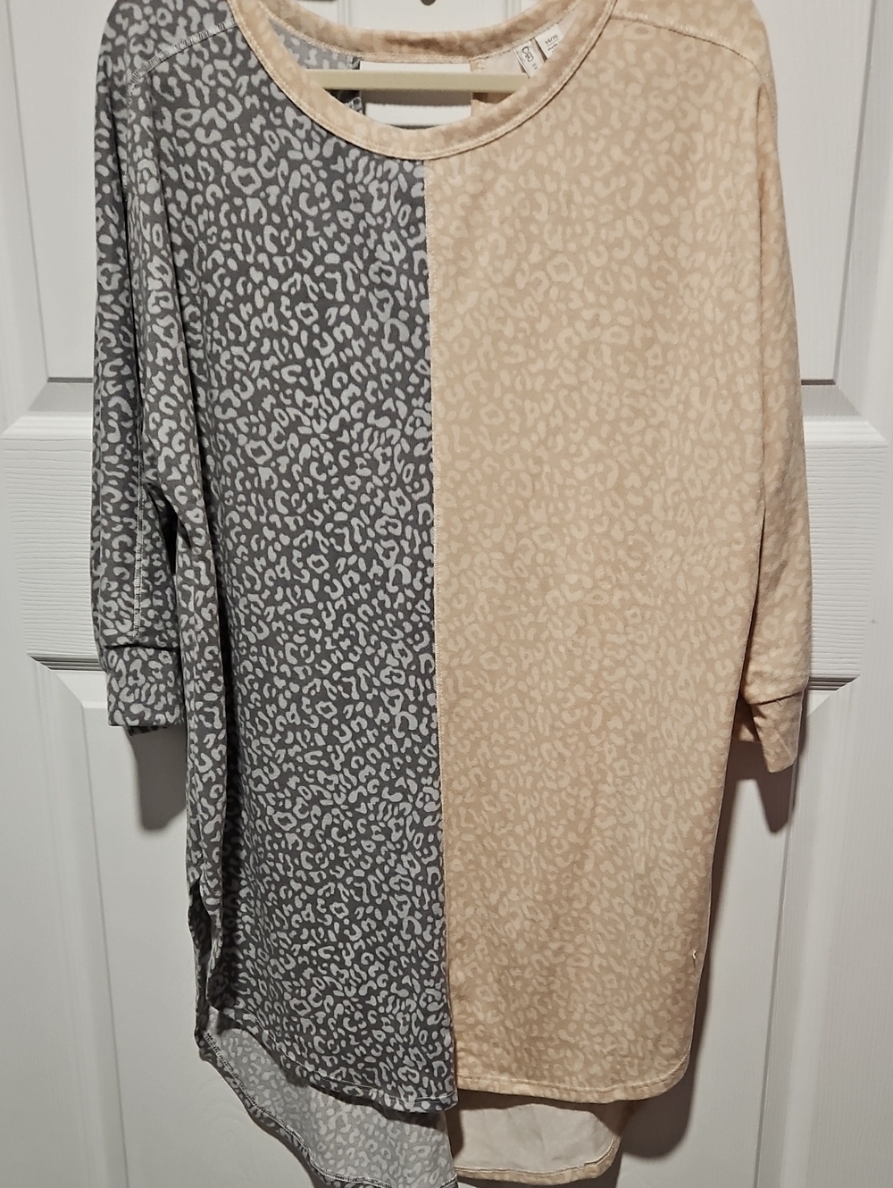 Cato Two-Tone Grey and Beige Leopard Tunic